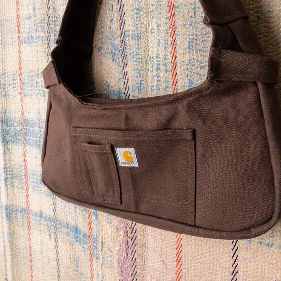 Upcycled carhartt brown shoulder bag / baguette purse - Picture 4 of 6